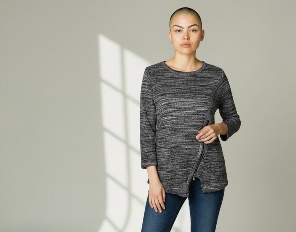 Comfy USA Sweater Knit Top with Zipper Detail Size Small